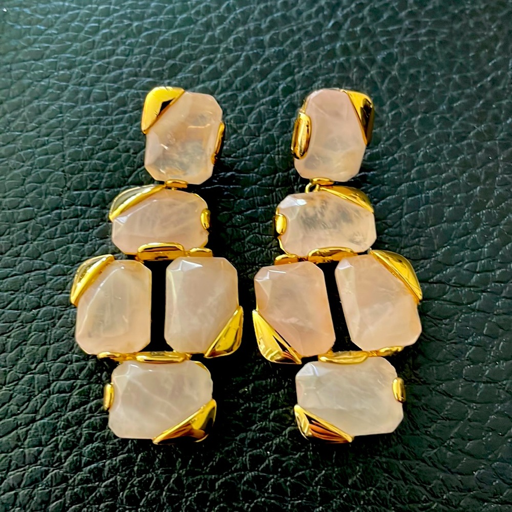 Statement light pink golden earring
